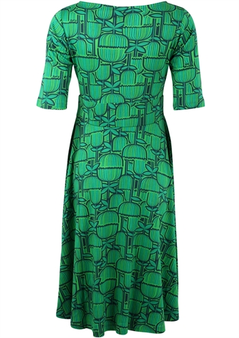 Flot klassisk grøn kjole med flot og tidsløst print fra Danefæ